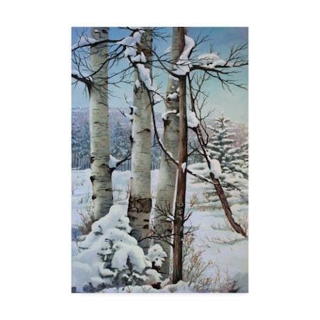 Carol J Rupp 'Winter Snow With Aspen' Canvas Art,12x19
